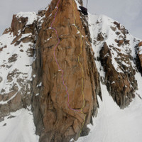 <span>Routenverlauf: rosa Rebuffat und gelb Contamine</span>