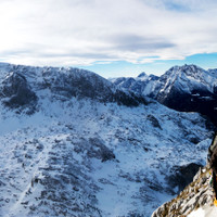 <span>Hundstod, Watzmann, Hochkalter im Hintergrund</span>