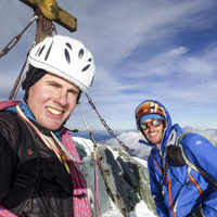 Gipfelfoto von Flo und Timo nach der erfolgreichen Erstbegehung von Säkularis