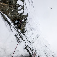 Flo im Nachstieg in der schwierigsten Länge der Tour