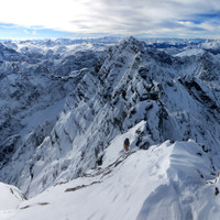 Watzmann Überschreitung im Winter tief eingeschneit