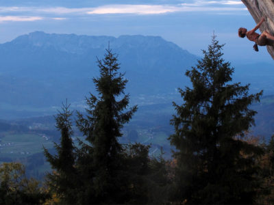 Kletterer in der Route Sex mit Shimpansen