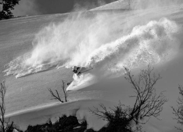 Freerider bei Abfahrt in Winterlandschaft